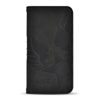 iPhone 15 (6.1インチ) ケース AVIREX 手帳ケース スタンプロゴスエード ブラック iPhone 15