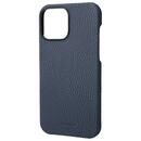 GRAMAS Shrunken-calf Leather Shell Case 背面型レザーケース Navy iPhone 13 Pro Max