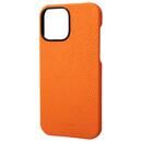 GRAMAS Shrunken-calf Leather Shell Case 背面型レザーケース Orange iPhone 13 Pro Max【7月上旬】