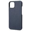 GRAMAS Shrunken-calf Leather Shell Case 背面型レザーケース Navy iPhone 13【7月上旬】