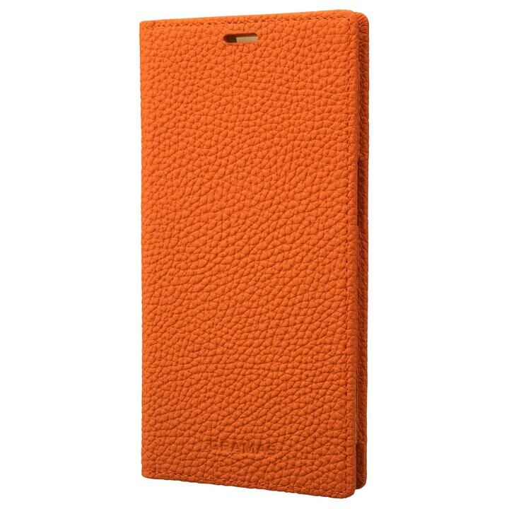 GRAMAS Shrunken-calf Leather Book Case 手帳型レザーケース Orange iPhone 13 Pro_0