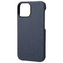 GRAMAS Shrunken-calf Leather Shell Case 背面型レザーケース Navy iPhone 13 mini【7月上旬】