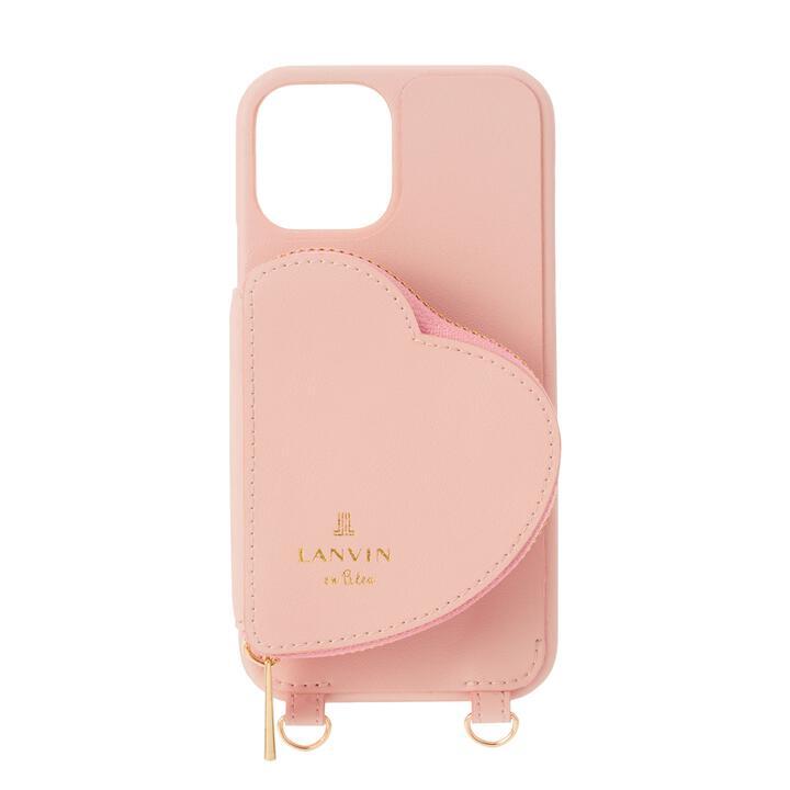 LANVIN en Bleu Wrap Case Pocket Simple Heart Pearl Neck Strap Sweet Pink iPhone 13 mini_0
