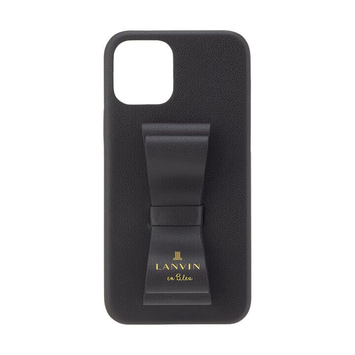 LANVIN en Bleu Slim Wrap Case Stand & Ring Ribbon Black iPhone 13 mini_0