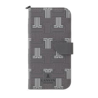 iPhone 13 Pro ケース LANVIN COLLECTION Folio Case Signature with Neck Strap Gray iPhone 13 Pro