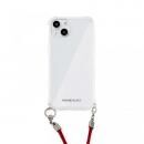 PHONECKLACE ロープショルダーストラップ付きクリアケース ダークレッド iPhone 15