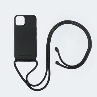 iPhone 15 (6.1インチ) ケース PHONECKLACE ロープネックストラップ付きシリコンケース ブラック iPhone 15