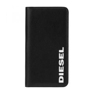 iPhone 11 ケース Diesel - 2-in-1 Folio Case Black Leather/White Vertical Logo iPhone 11