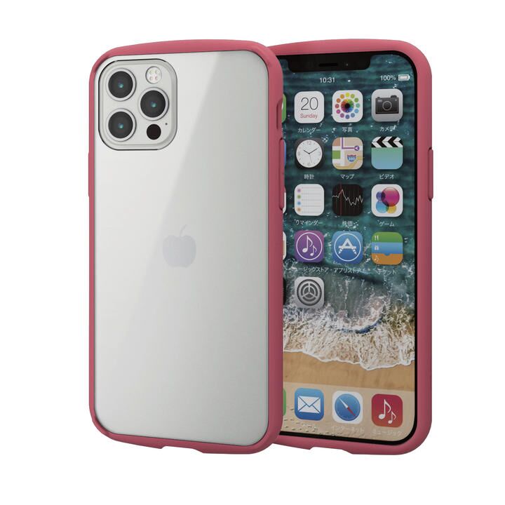 iPhoneケース フレームカラー 耐衝撃 TPU 背面 レッド iPhone 12