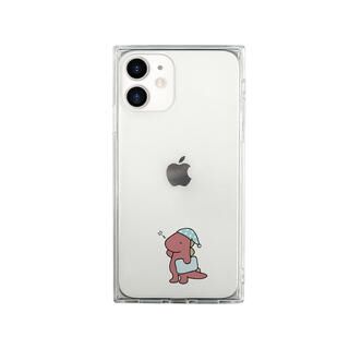 iPhone 12 mini (5.4インチ) ケース AKAN ソフト スクエアケース 眠い ダイナソー ピンク iPhone 12 mini