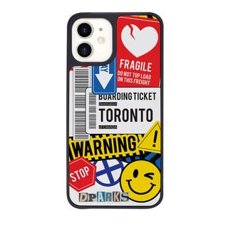 iPhone 12 / iPhone 12 Pro (6.1インチ) ケース Dparks Black Cover TAG STICKER Warning iPhone 12/iPhone 12 Pro