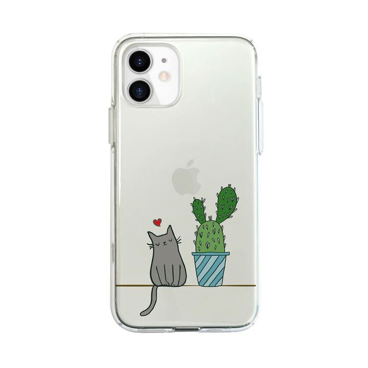 Dparks ソフトクリアケース 猫とサボテン iPhone 12 mini_0