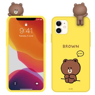 iPhone 12 / iPhone 12 Pro (6.1インチ) ケース LINE FRIENDS Figure BASIC COLOR SOFT 2020 drawing BROWN イエロー iPhone 12/iPhone 12 Pro