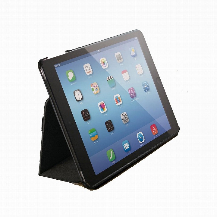 スタンド2段階調整可能 ソフトレザーケース ブラック iPad Air 2ケース_0