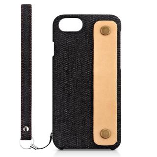 iPhone7 Plus ケース NUNO カードポケット 背面バンド付きファブリックケース ブラックデニム iPhone 7 Plus