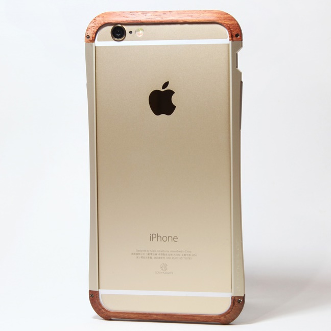 iPhone6 ケース アルミとウッドバンパー i+CASE CRAFT ゴールド iPhone 6バンパー_0
