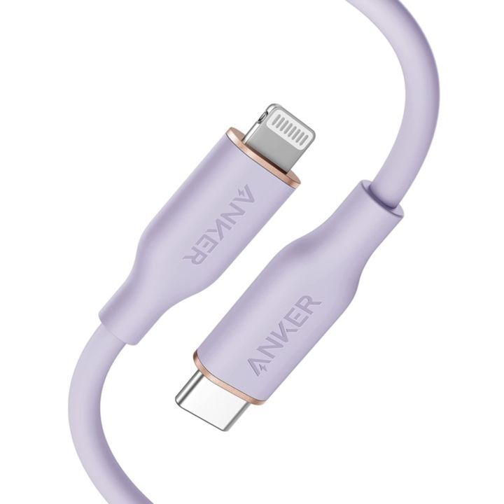 Anker PowerLine Ⅲ Flow USB-C & ライトニング ケーブル  0.9m ライトパープル_0