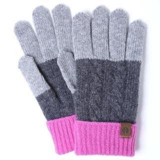 スマホ対応手袋 iTouch Gloves CABLE グレー×チャコール×ピンク