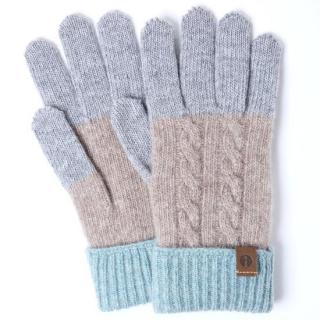 スマホ対応手袋 iTouch Gloves CABLE グレー×ベージュ×ミント