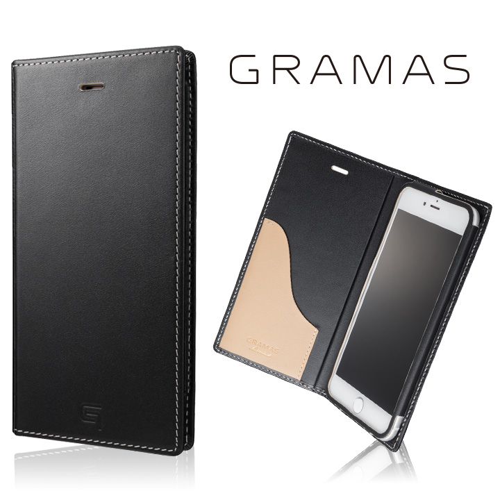 iPhone8 Plus/7 Plus ケース [数量限定モデル]GRAMAS フルレザー手帳型ケース ブラック/ベージュ iPhone 8 Plus/7 Plus_0