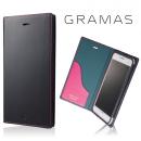 [数量限定モデル]GRAMAS フルレザー手帳型ケースネイビー/ピンク iPhone 8 Plus/7 Plus