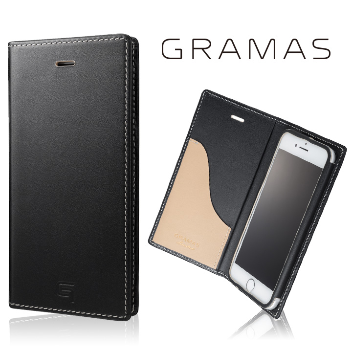iPhone8/7 ケース [数量限定モデル]GRAMAS フルレザー手帳型ケース ブラック/ベージュ iPhone 8/7_0