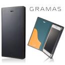 [数量限定モデル]GRAMAS フルレザー手帳型ケース ネイビー/イエロー iPhone 8 Plus/7 Plus