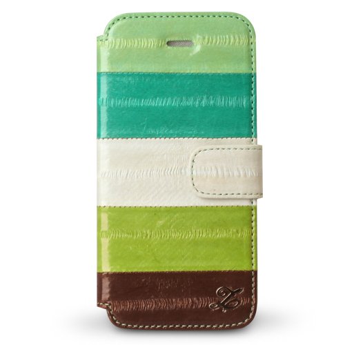 iPhone SE/5s/5 ケース iPhone5s/5 手帳型ケース Prestige Eel Leather Diary  Multi Green_0
