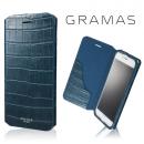GRAMAS COLORS 型押しクロコPUレザー手帳型ケース EURO Passione 3 ネイビー iPhone 8 Plus/7 Plus