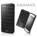 GRAMAS COLORS 型押しクロコPUレザー手帳型ケース EURO Passione 3 ブラック iPhone 8 Plus/7 Plus