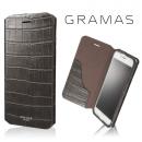 GRAMAS COLORS 型押しクロコPUレザー手帳型ケース EURO Passione 3 グレイ iPhone 8 Plus/7 Plus