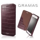 GRAMAS COLORS 型押しクロコPUレザー手帳型ケース EURO Passione 3 バーガンディ iPhone 8 Plus/7 Plus
