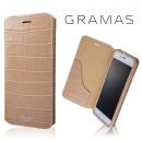 GRAMAS COLORS 型押しクロコPUレザー手帳型ケース EURO Passione 3 ベージュ iPhone 8 Plus/7 Plus