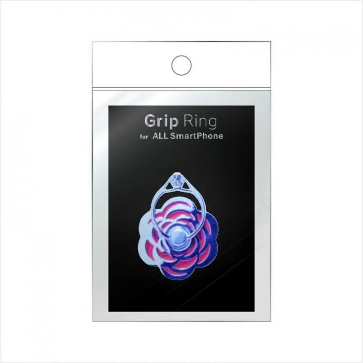 スマートフォン(汎用) スマートフォンリング 「Grip Ring」 【Flower】 シルバー/レッド_0