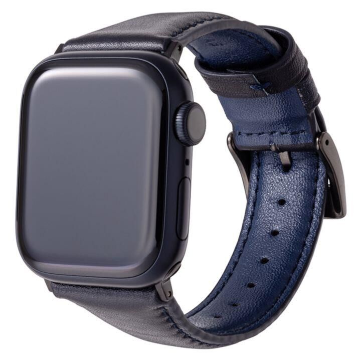 Apple Watch マグネット式 PUレザー バンド ミッドナイトブルー